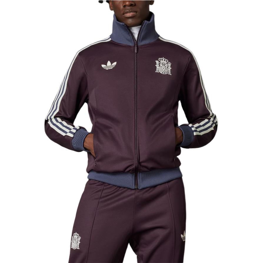 Shop adidas Originals 西班牙 Beckenbauer 復古運動外套 深酒紅條紋款式。 IU2136