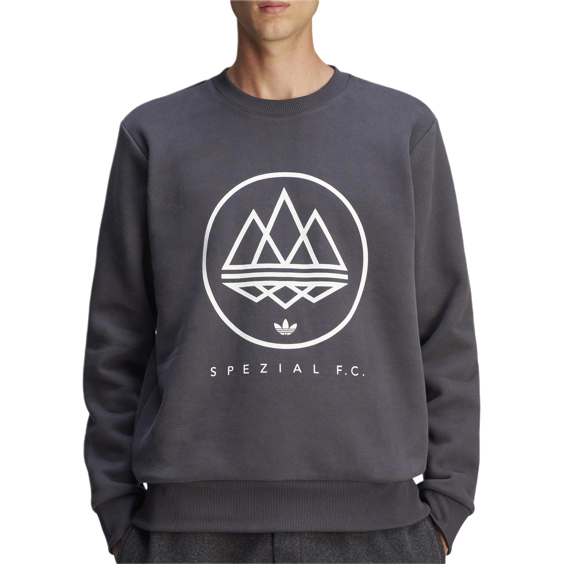 Shop Sweatshirt Pria adidas Originals SPEZIAL FW24 Utility Black Logo Crewneck JE6091