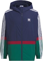 adidas Originals Sportswear Logo Print Striped Colorblock Hoodie Jacket Navy Men. IN0995 adidas Originals Sportswear Logo Print Striped Colorblock Hoodie Jacket Navy Men. IN0995