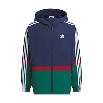 adidas Originals Sportswear Logo Print Striped Colorblock Hoodie Jacket Navy Men. IN0995