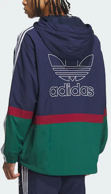adidas Originals 男款 海軍拼接條紋印花連帽運動外套。 IN0995 Shop adidas Originals 男款 海軍拼接條紋印花連帽運動外套。 IN0995