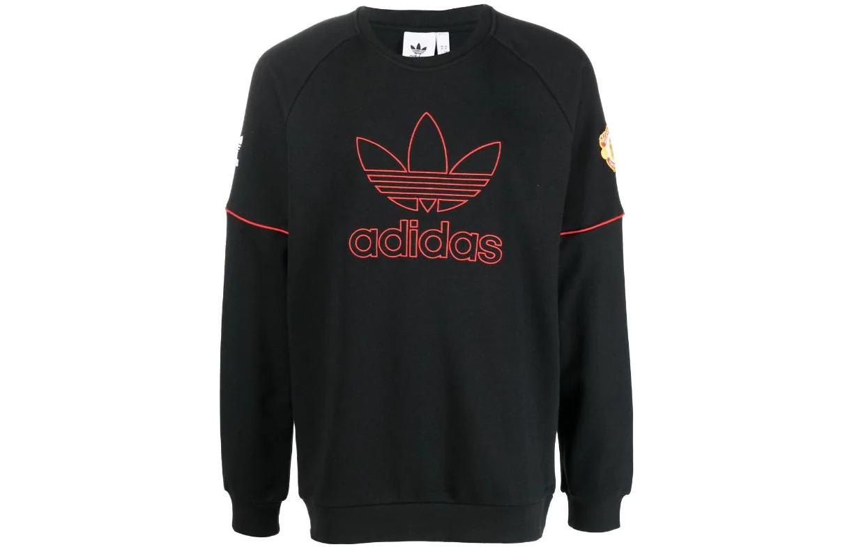 adidas Originals SS22 Big Logo Embroidered Pullover Sweatshirt Black HP0450
