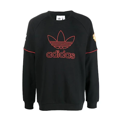 adidas Originals SS22 Big Logo Embroidered Pullover Sweatshirt Black HP0450