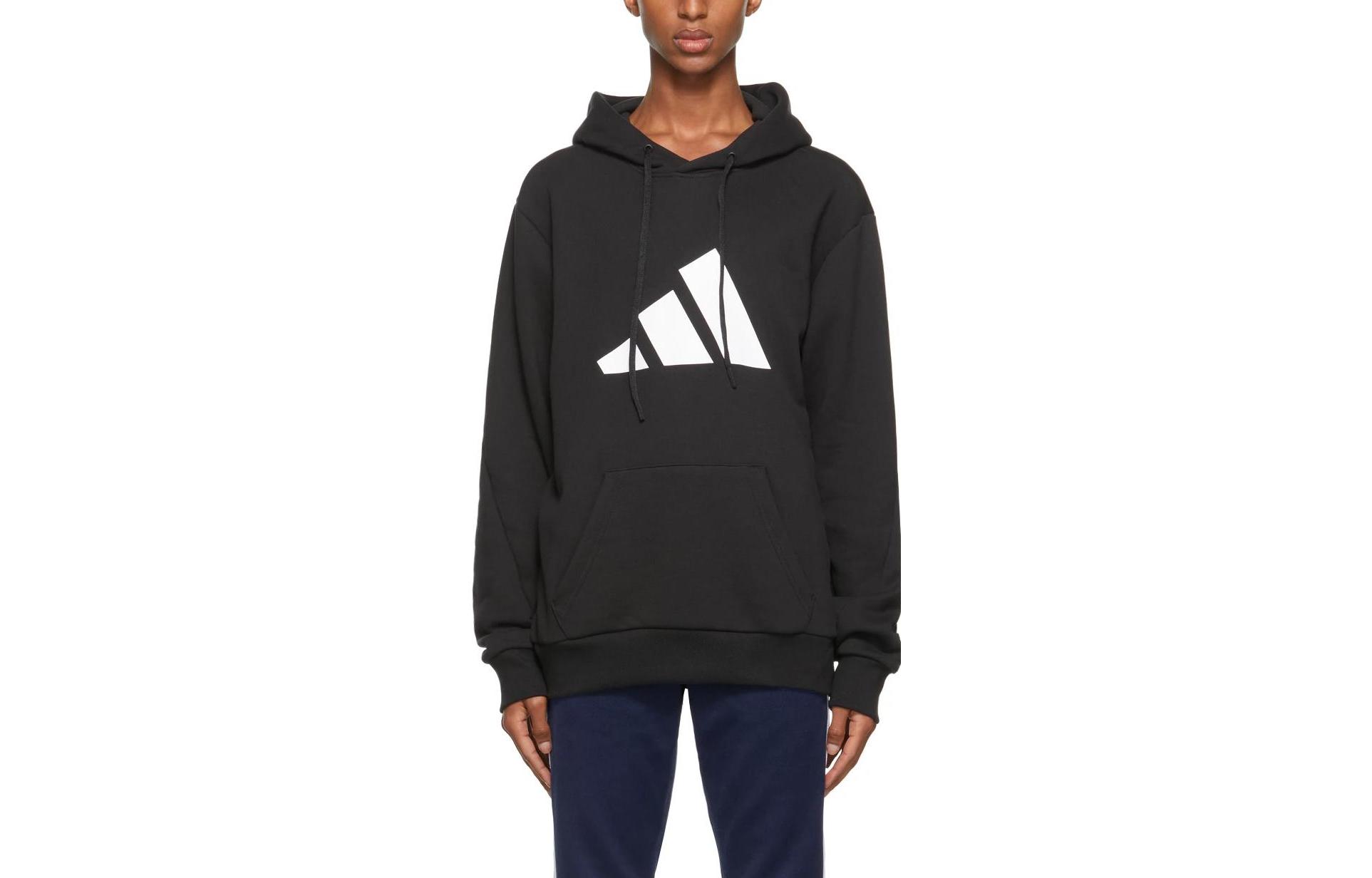 adidas Originals SS22 Logo Print Black Long Sleeve Hoodie 212751M202034