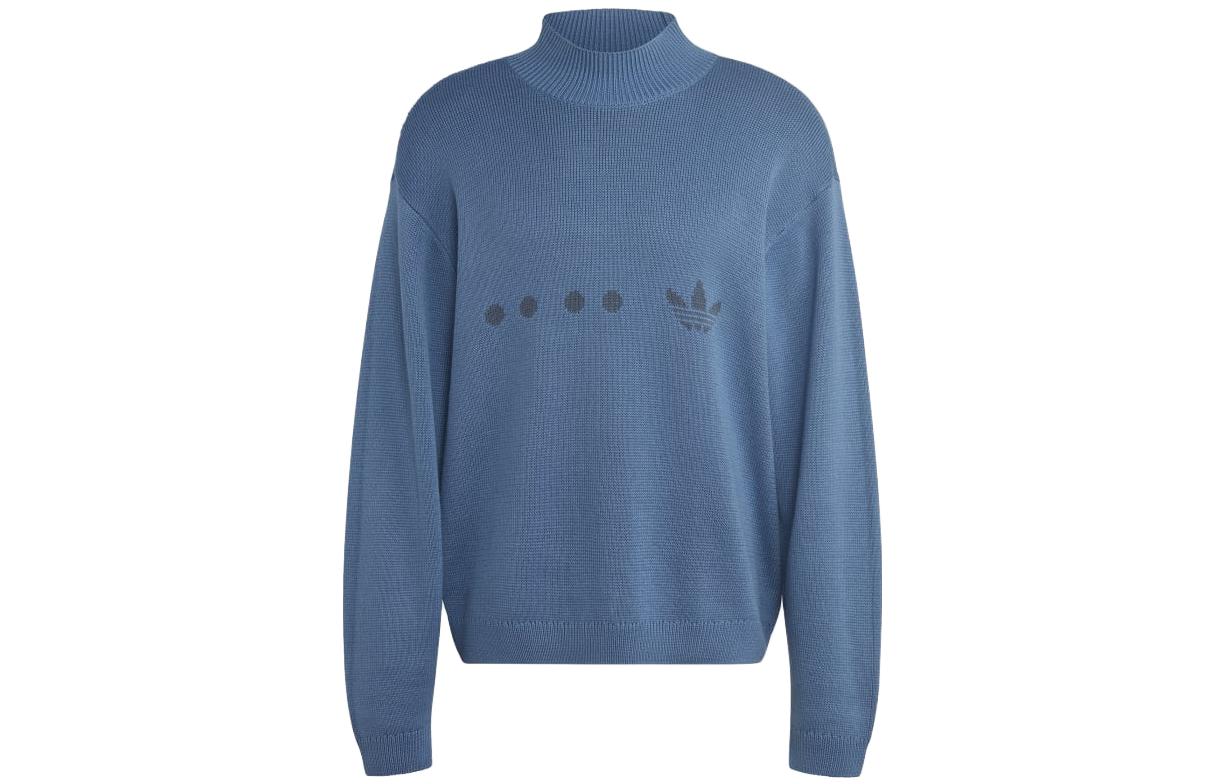 adidas Originals SS23 Logo Intarsia Knit Sweater Long Sleeve Blue () HK2763