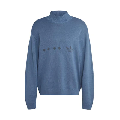 adidas Originals SS23 Logo Intarsia Knit Sweater Long Sleeve Blue () HK2763