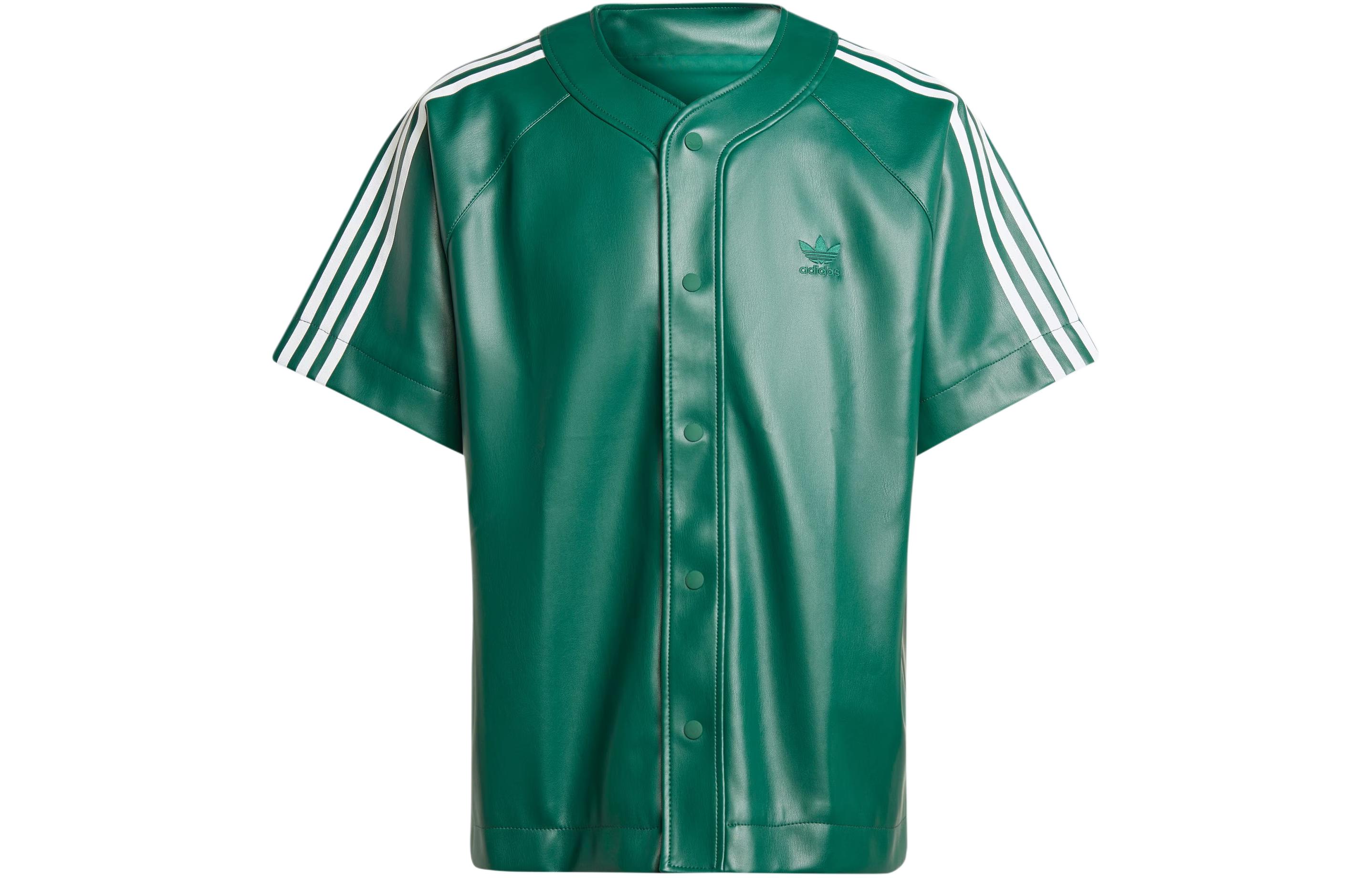Order adidas Originals SS24 Baju Kulit Tiruan Adicolor Logo Hijau Hutan. IZ4047