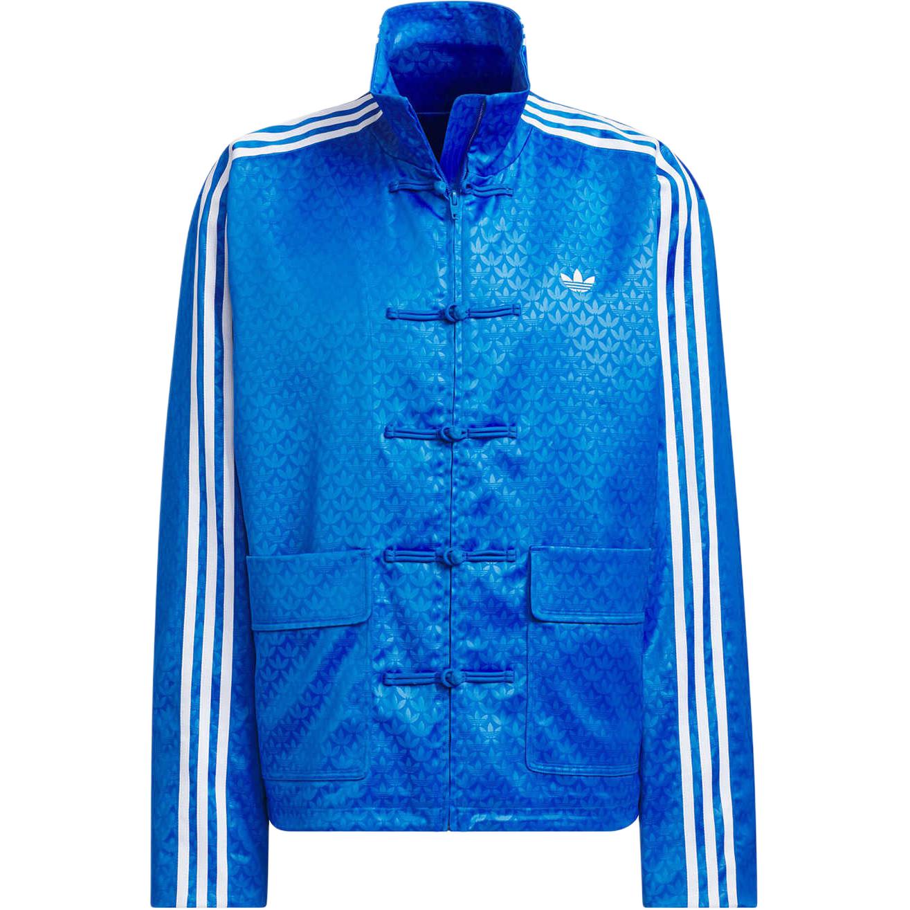 adidas Originals SS24 Retro Striped Mandarin Collar Jacket Blue Unisex JC9263