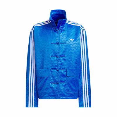 adidas Originals SS24 Retro Striped Mandarin Collar Jacket Blue Unisex JC9263