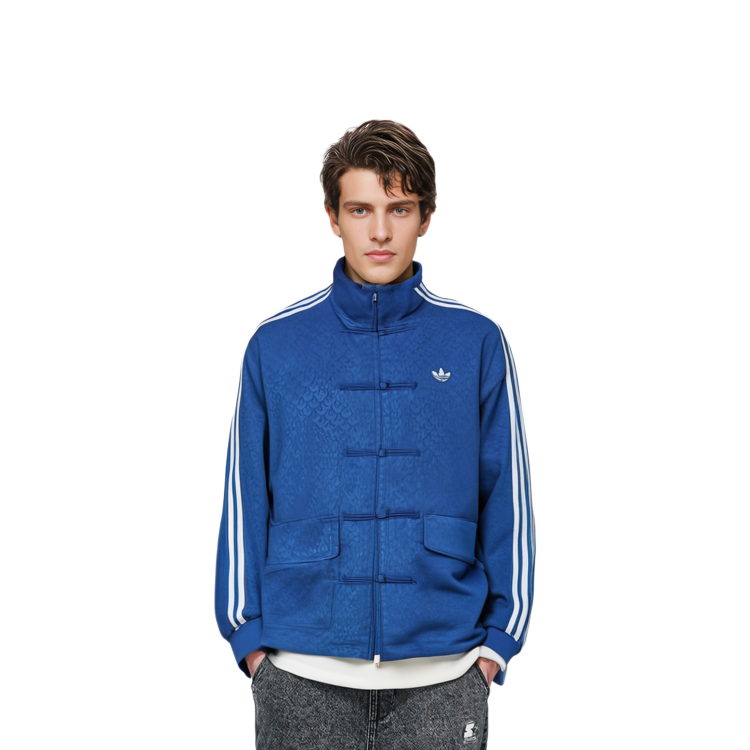 Shop adidas Originals SS24 復古條紋立領外套 藍色 男女款 JC9263