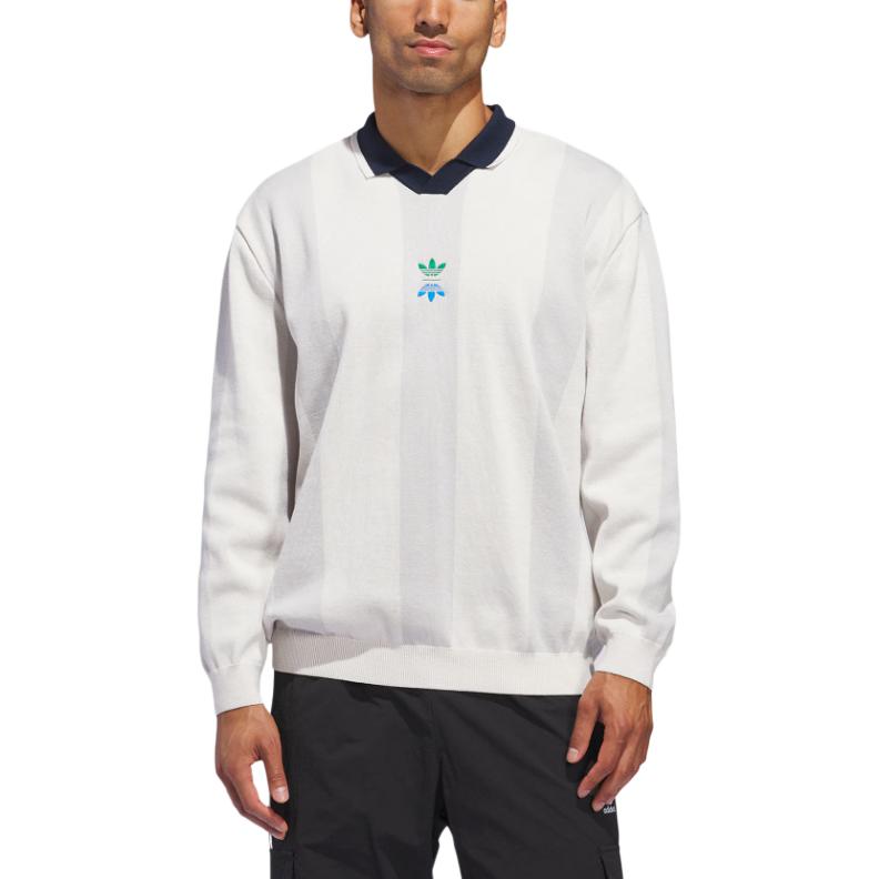 Lookbook adidas Originals SS24 粉白色V領長袖毛衣 Polo 衫 IW6659