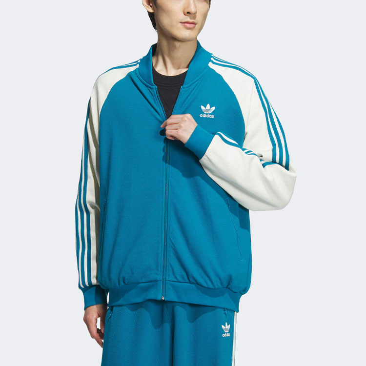 adidas Originals SST Colorblock Logo Track Jacket Blue Long Sleeve IX4241 圖 3