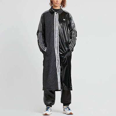 adidas Originals Striped Collar Raglan Long-Sleeve Coat Unisex Black. BP6685 Cheap adidas Originals Striped Collar Raglan Long-Sleeve Coat Unisex Black. BP6685