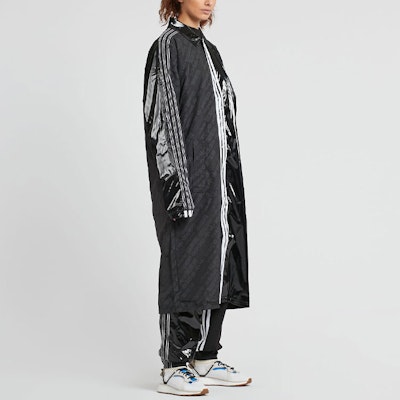 adidas Originals Striped Collar Raglan Long-Sleeve Coat Unisex Black. BP6685 1