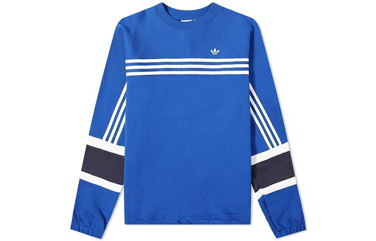 adidas Originals Striped Crewneck Pullover Sweatshirt Blue FM1589