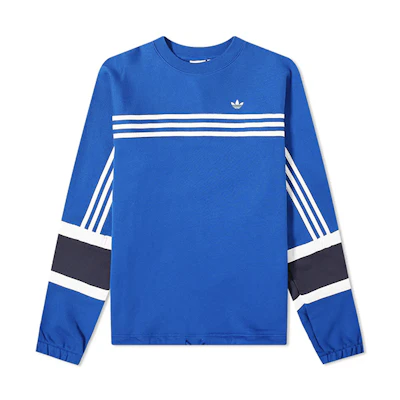 adidas Originals Striped Crewneck Pullover Sweatshirt Blue FM1589