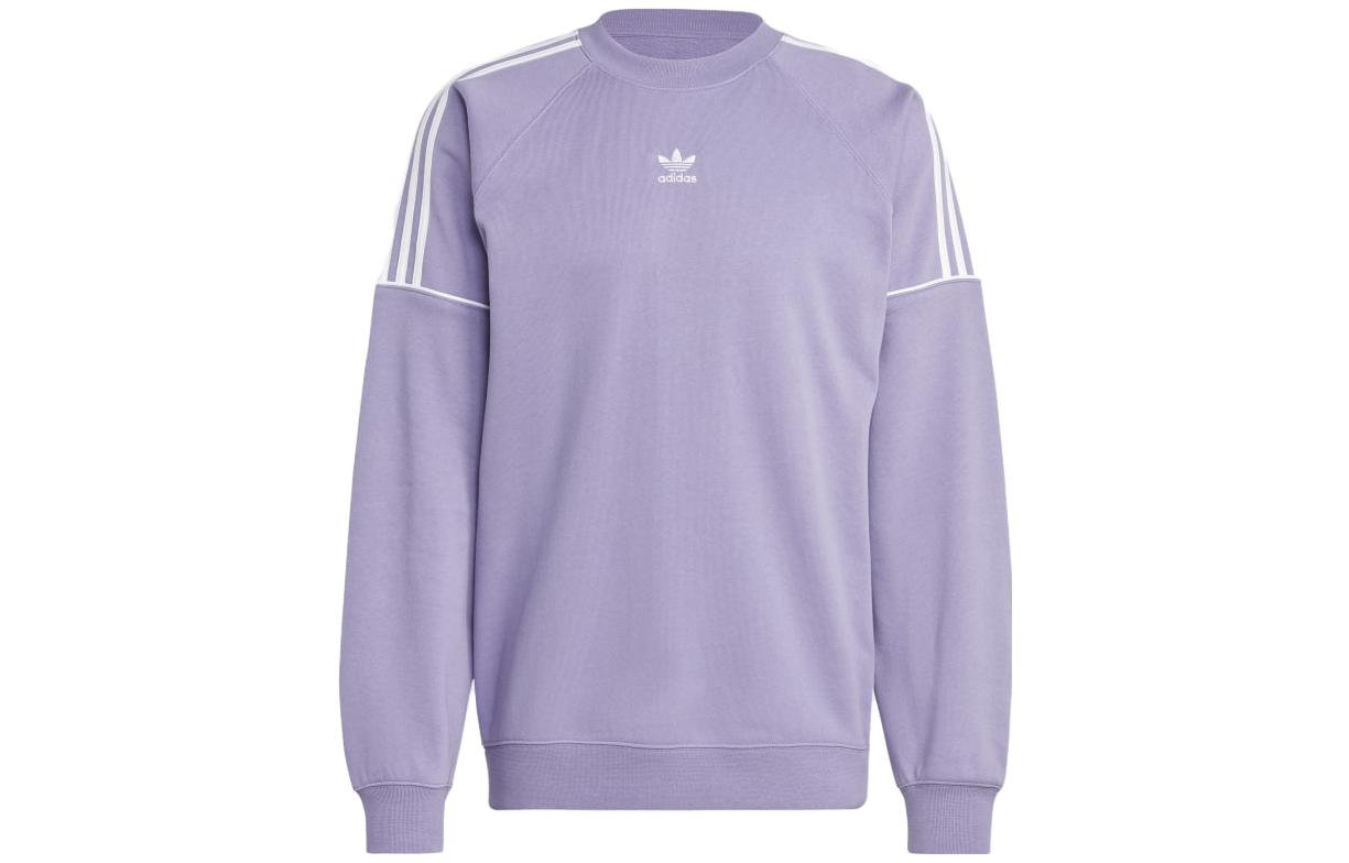 adidas Originals Striped Logo Embroidered Crewneck Sweatshirt Purple - HR8581