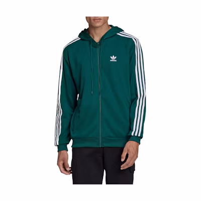 adidas Originals Striped Logo Green Hoodie Jacket Long Sleeve HB9511