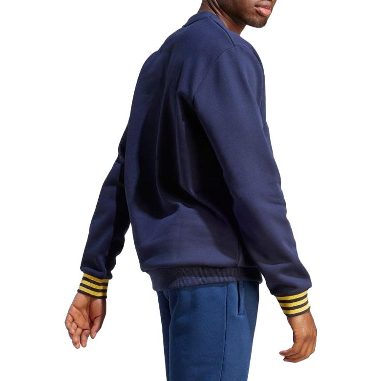 Shop Sudadera adidas Originals Azul Marino a Rayas con Logo Bordado. IR7596