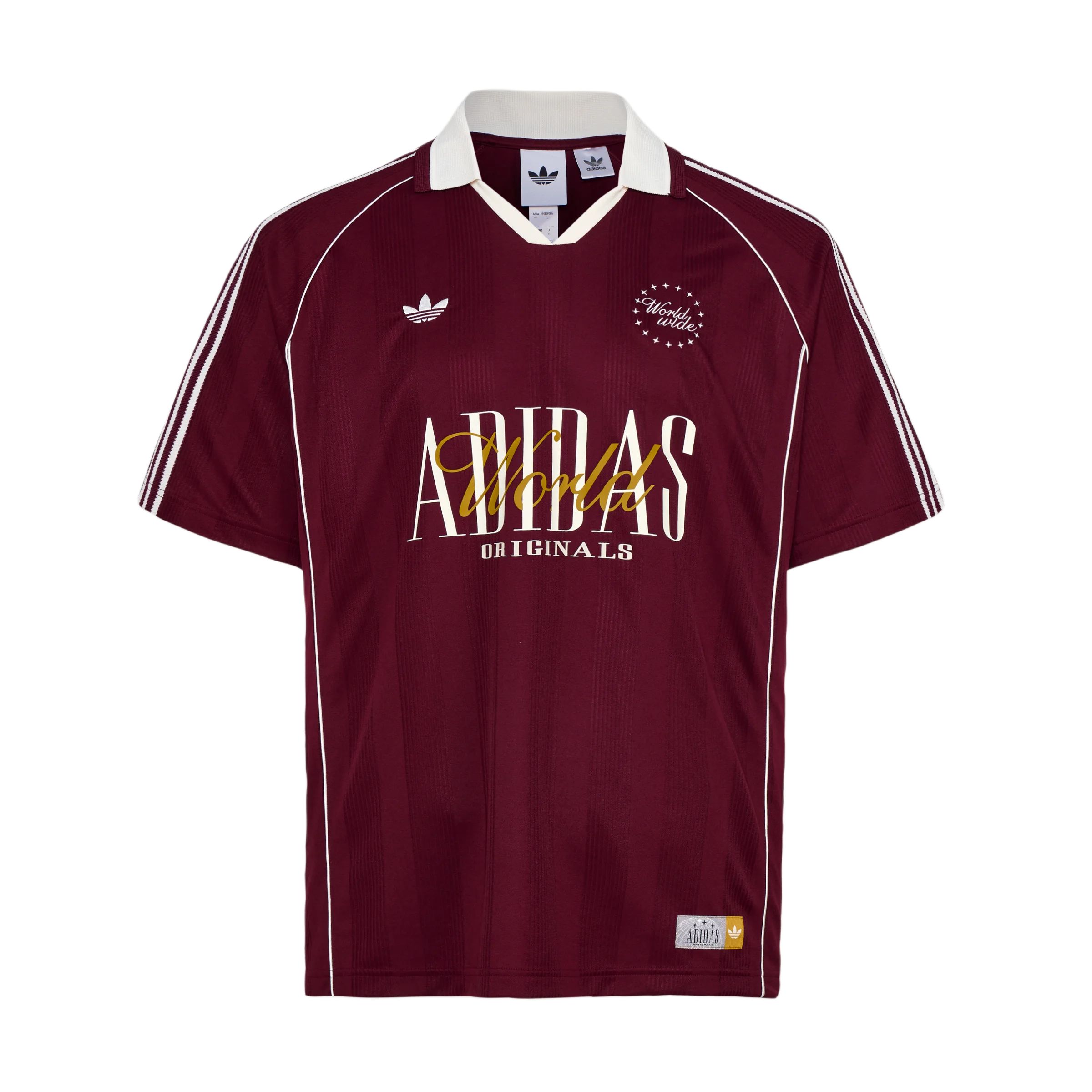 adidas Originals Striped V-Neck Short Sleeve Polo Shirt. KY2193