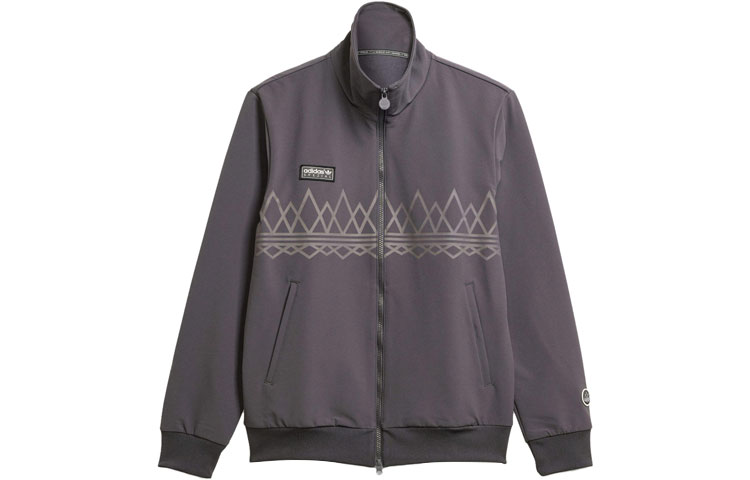 Order adidas Originals Suddell Geometric Print Stand Collar Jacket Grey IN6754