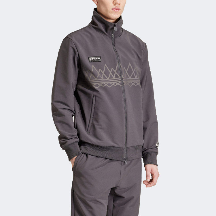 Details for adidas Originals Suddell Geometric Print Stand Collar Jacket Grey IN6754