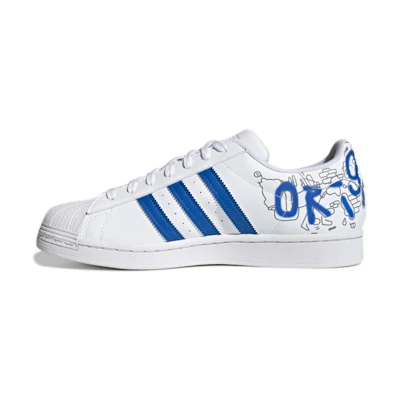 adidas originals Superstar Cozy Wear-Resistant Casual Skate Shoes White Blue Unisex 'White Blue'