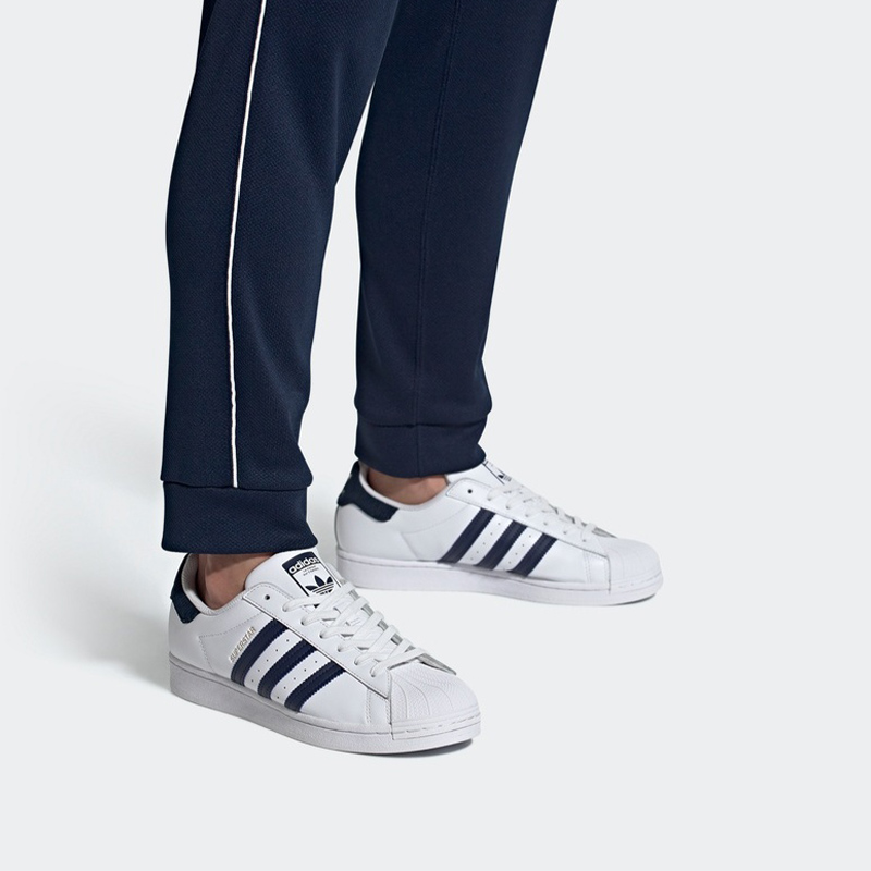 Sizing adidas originals Superstar 防滑耐磨 低筒 滑板鞋 男女通用 白藍金