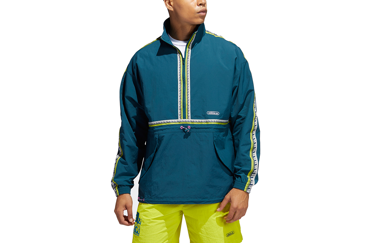adidas Originals Taped Anorak Zip Pullover Jacket Retro Teal GN3894