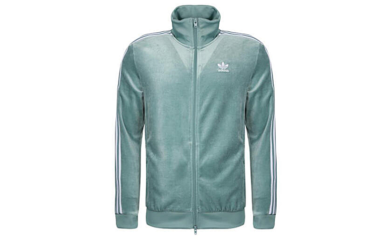adidas Originals Teal Retro Track Jacket with 3-Stripes and Plush Finish DV1625