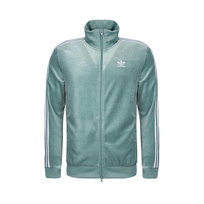 adidas Originals Teal Retro Track Jacket with 3-Stripes and Plush Finish DV1625