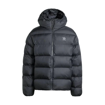 adidas Originals Tonal Hooded Puffer Jacket Black Casual Warm Coat. IY3396