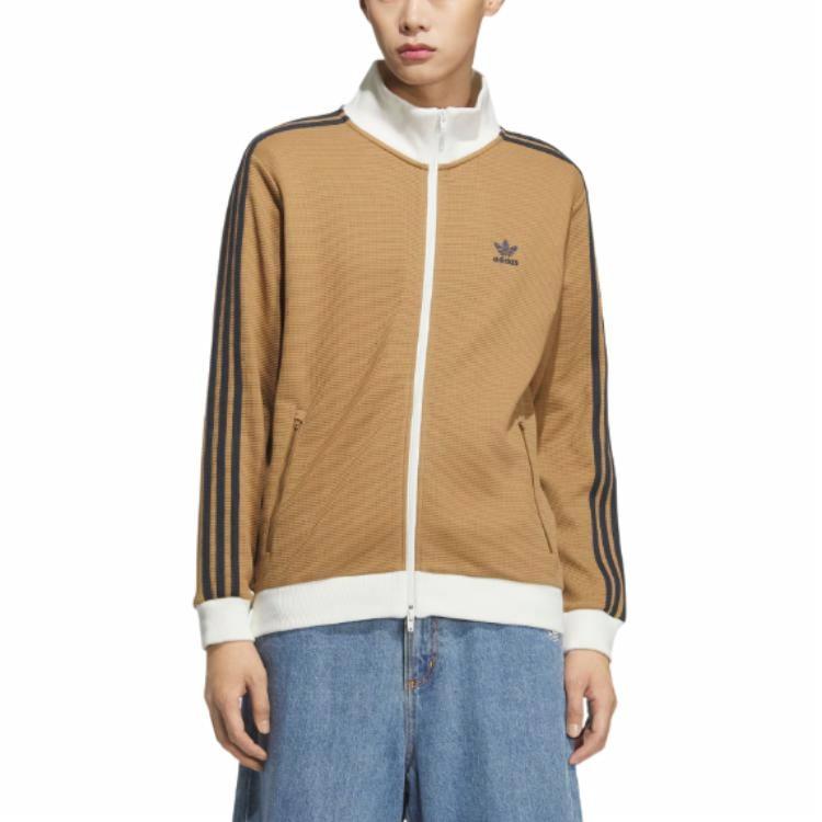 Lookbook adidas Originals Track Top Coklat Gurun Jaket Unisex Lengan Panjang Bergaris. KB8952