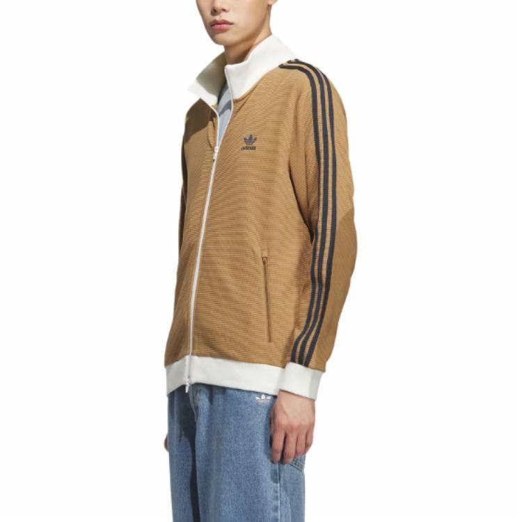 Cheap adidas Originals Track Top Coklat Gurun Jaket Unisex Lengan Panjang Bergaris. KB8952