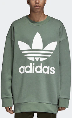 adidas Originals Tref Over Crew Green Sweatshirt Pullover Fit Santai DH5770 Shop adidas Originals Tref Over Crew Green Sweatshirt Pullover Fit Santai DH5770