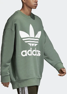 adidas Originals Tref Over Crew Green Sweatshirt Pullover Fit Santai DH5770 Sizing adidas Originals Tref Over Crew Green Sweatshirt Pullover Fit Santai DH5770