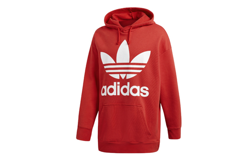 adidas Originals Tref Over Logo Hoodie Pullover Red DH5769