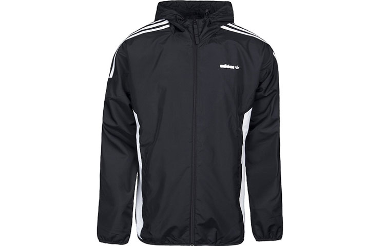 adidas Originals Trefoil 3-Stripes Colorblock Hoodie Jacket Black BK0002