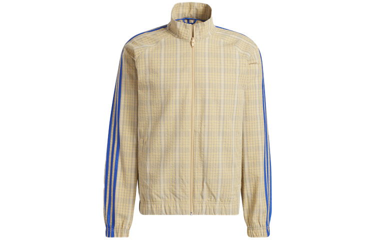 adidas Originals Trefoil Beige Track Jacket with Stripes and Plaid Design GN3795