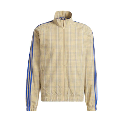 adidas Originals Trefoil Beige Track Jacket with Stripes and Plaid Design GN3795