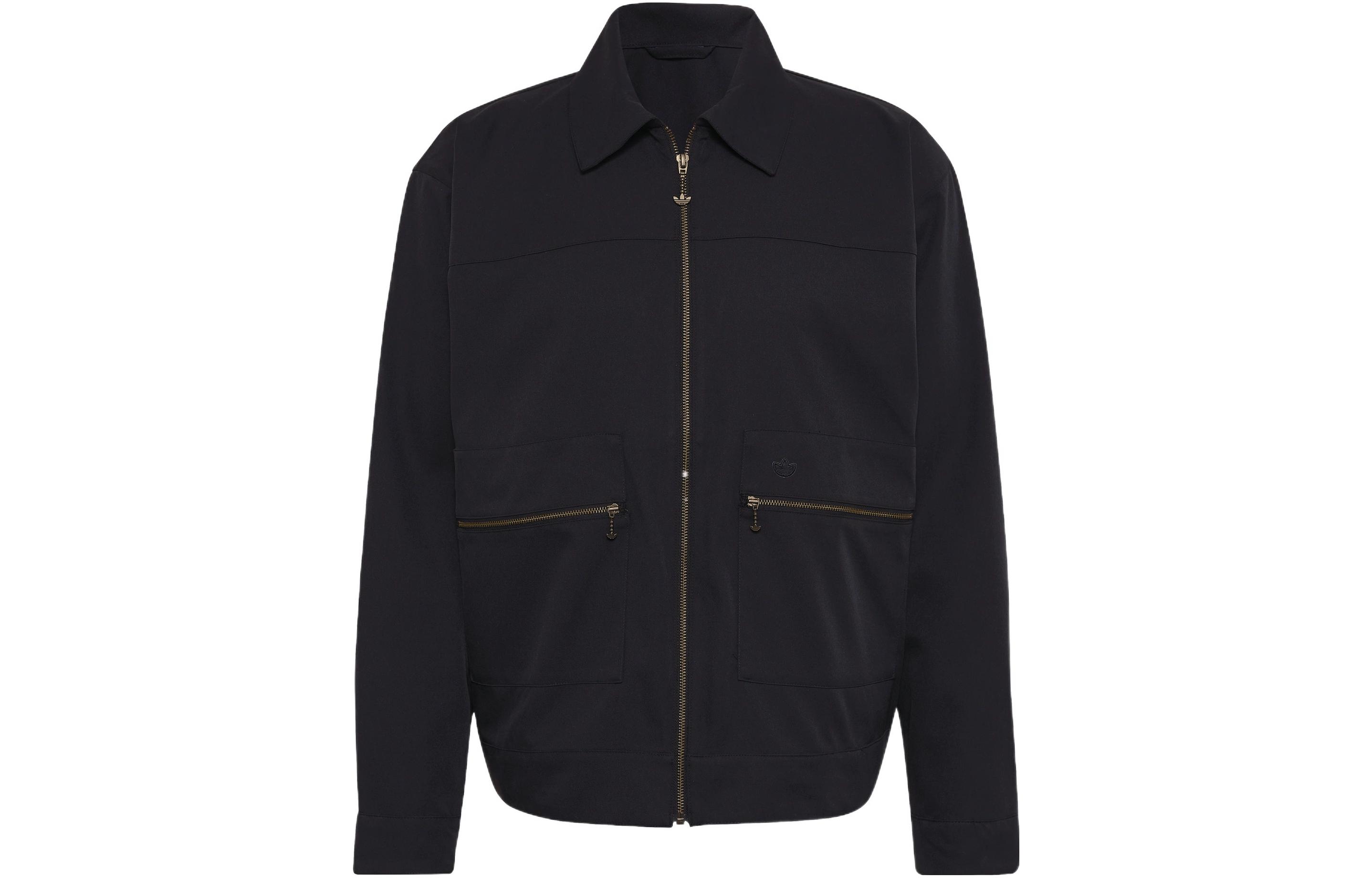 adidas Originals Trefoil Black Zip-Up Stand Collar Jacket Unisex HK2919