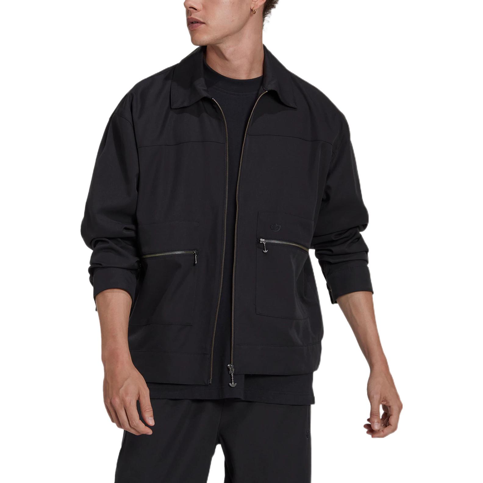 adidas Originals Trefoil Black Zip-Up Stand Collar Jacket Unisex HK2919 圖 3