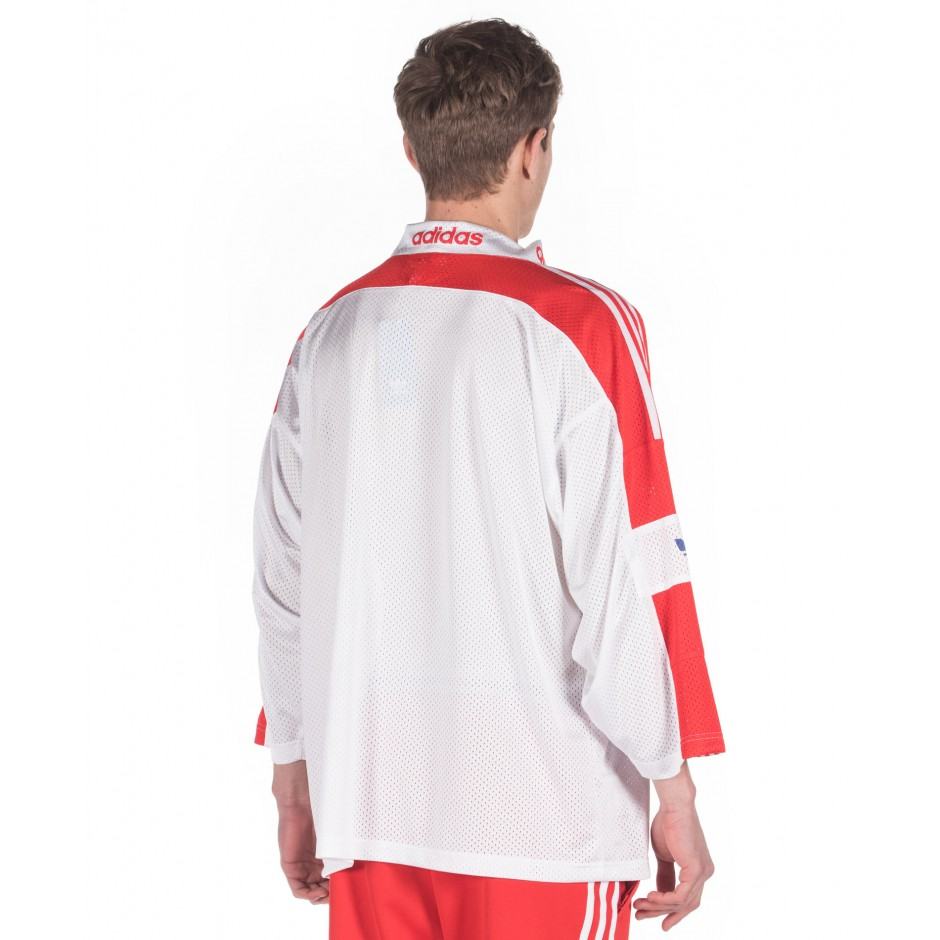 Sizing Adidas Originals 三葉草復古條紋透氣長袖T恤 白/紅 FM1586