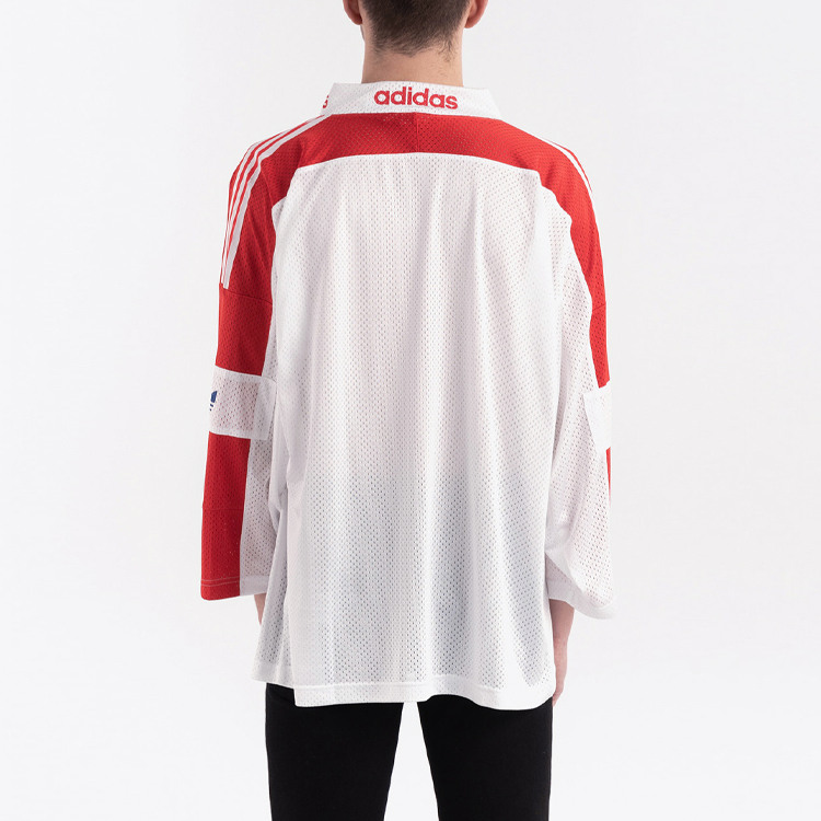 Cheap Adidas Originals 三葉草復古條紋透氣長袖T恤 白/紅 FM1586