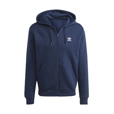 adidas Originals Trefoil Essentials Full-Zip Hoodie Navy Blue Long Sleeve IL2513
