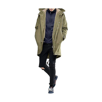 adidas Originals Trefoil Green Hooded Long Sleeve Casual Coat - . AY9139