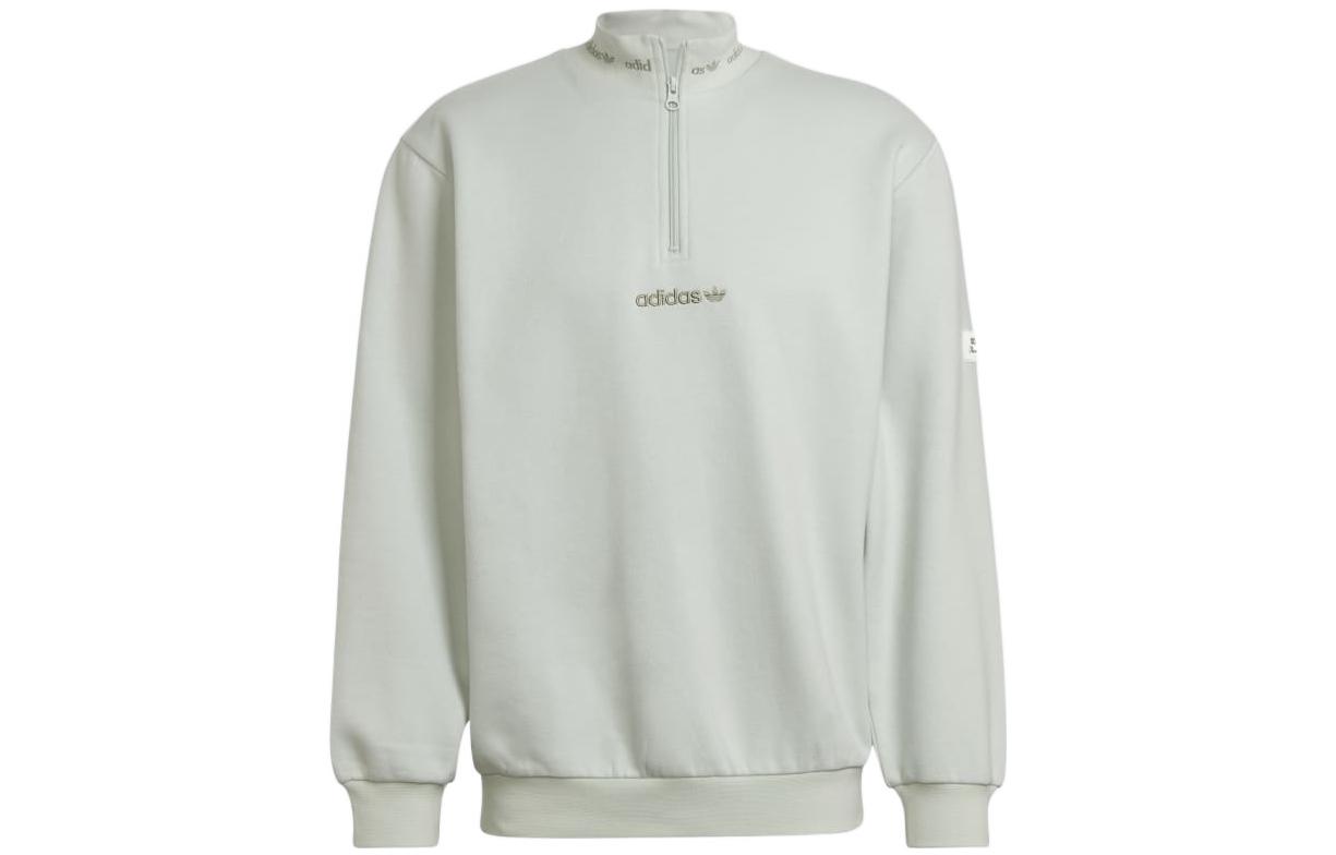 adidas Originals Trefoil Half-Zip Pullover Sweatshirt Light Green Unisex HM2657