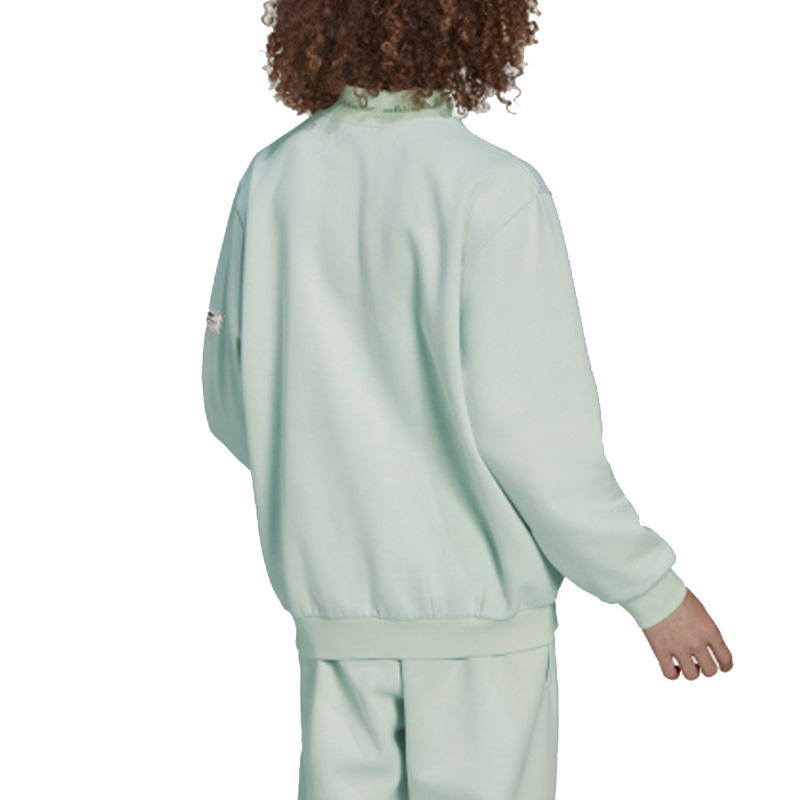 Shop adidas Originals 三葉草半拉鍊薄綠色運動衫 男女通用 HM2657