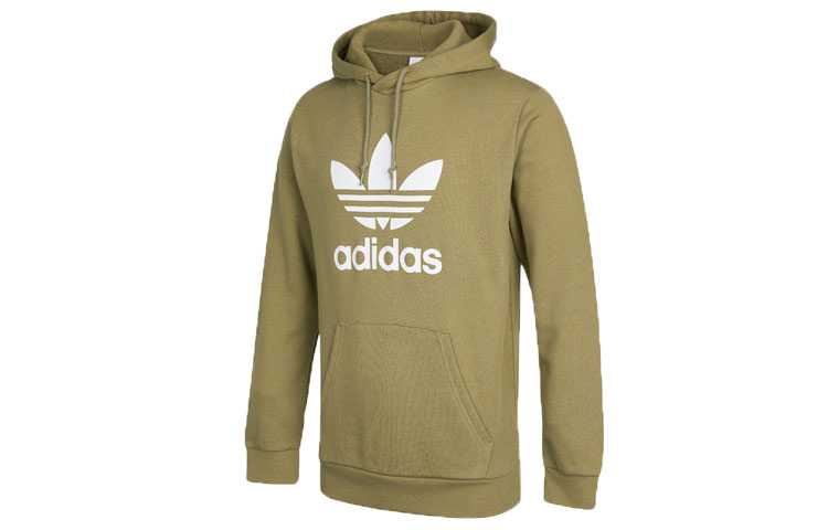 adidas Originals Trefoil Hoodie Green Pullover with Large Logo Print HE4952