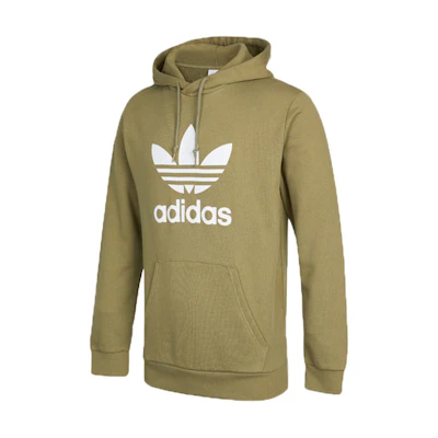 adidas Originals Trefoil Hoodie Green Pullover with Large Logo Print HE4952
